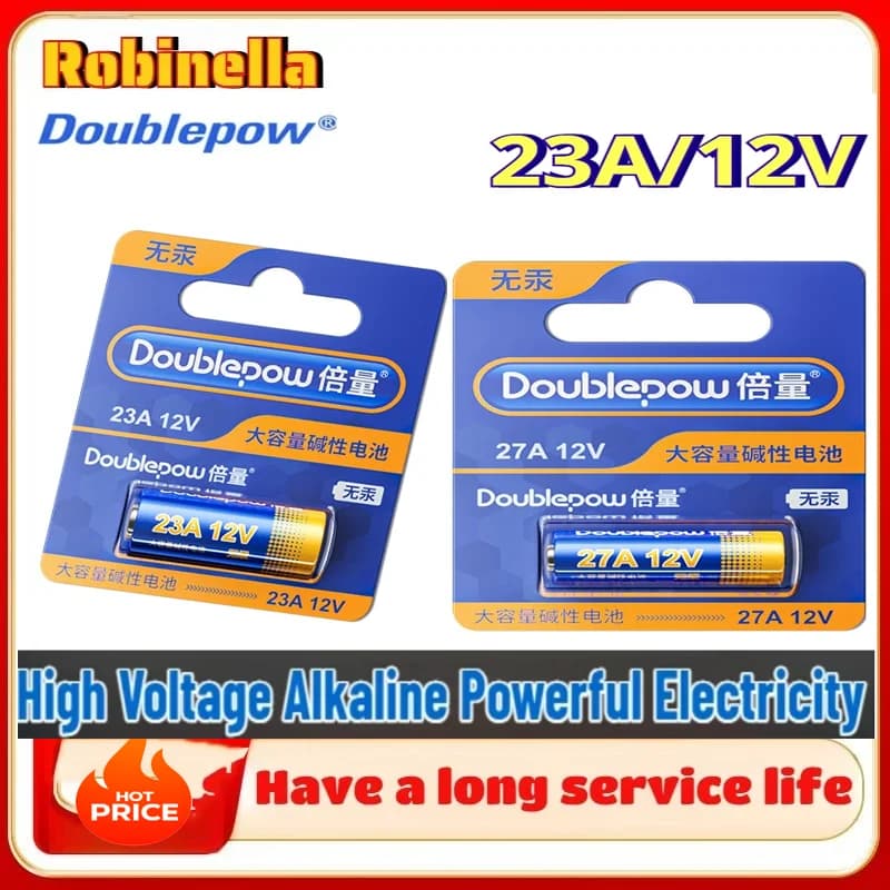 Nuova Batteria Alcalina 12V Doubledow 23A Monouso per Dispositivi di Sicurezza, Serrature Intelligenti, Campanelli Wireless, Telecomandi