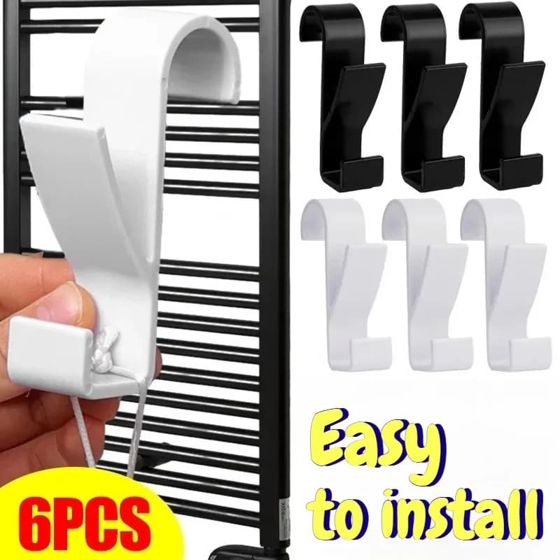 1-6 Pezzi Ganci Appendiabiti Multifunzione per Bagno, per Radiatore Scaldasalviette, Stendino e Porta Asciugamani/Vestiti