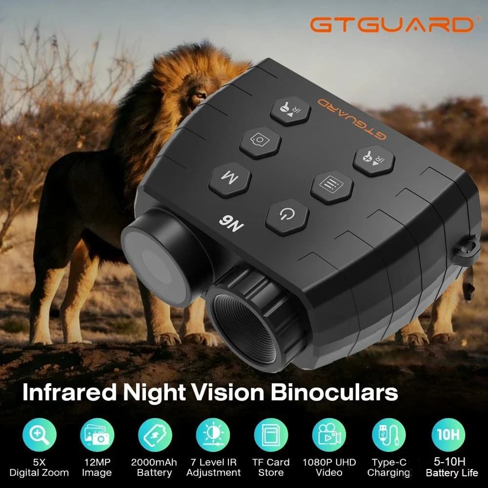 [Originale] Binocolo per Visione Notturna GTGUARD N6 1080PHD, Dispositivo a Infrarossi con Zoom Digitale 5X per Uso Diurno/Notturno