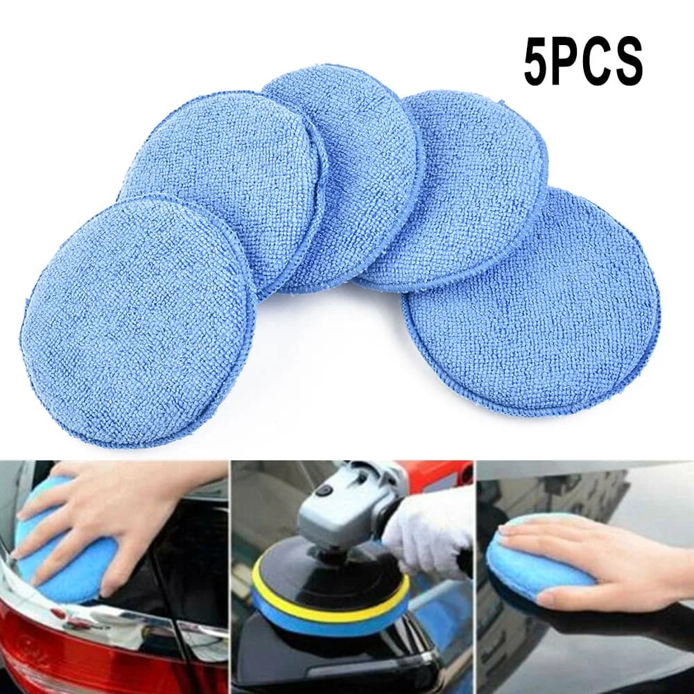 Set di Spugne per Auto a Doppio Uso in Microfibra Morbida per Applicazione Cera e Lucidatura (Confezione da 5)