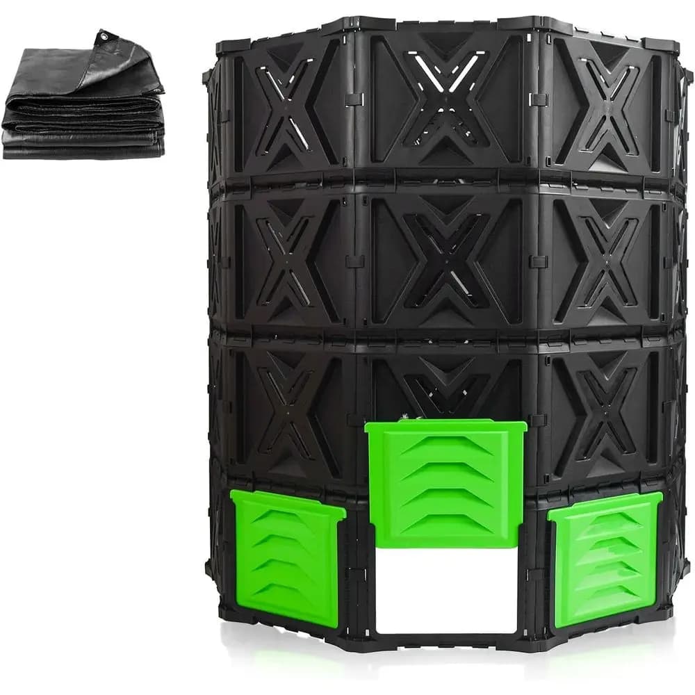 Compostiera da Esterno Grande 720L/190Gal - Facile Montaggio, Robusta, con Porta Verde