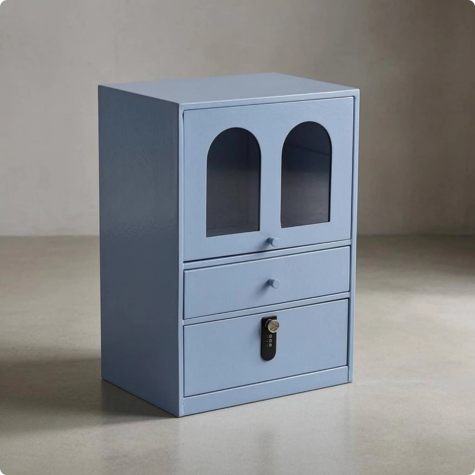 Tabletop Makeup Cabinet Rectangular Lockable Desktop Cabinet