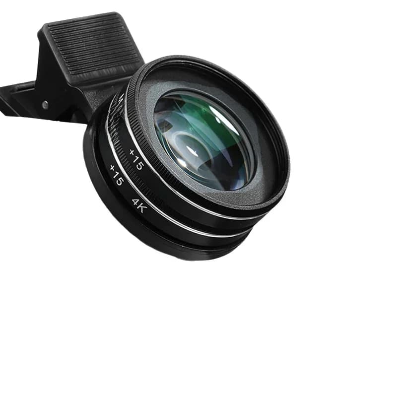 Universal lens 2 in 1 with 37 mm clip for mobile phone, professional lens 0.45X 49uv super wide-angle + HD macro lens for iPhone and Android