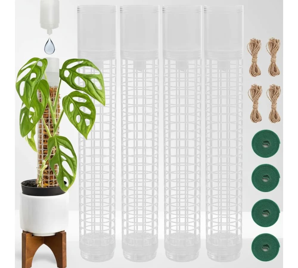 Monstera plant self-irrigating moss Auction, stackable support for 18.8 inch plants with intelligent hydration system (packing 4)