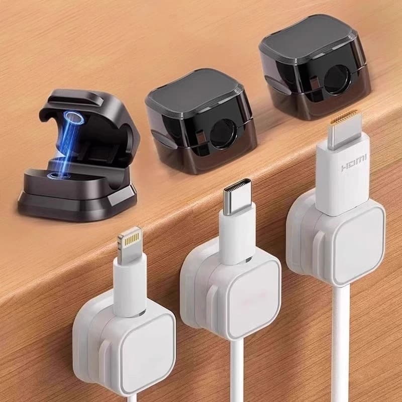 Organizzatore Magnetico per Cavi, Clip per Cavi di Ricarica per Telefono, Organizzazione e Conservazione Cavi per Scrivania e Auto