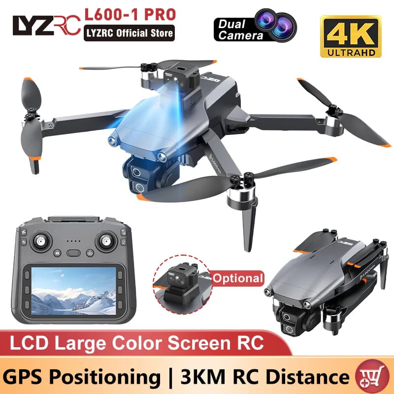 LYZRC L600-1 PRO Schermo LCD a colori RC Professionale 4K Fotocamera Drone Posizionamento GPS Motore Brushless 360 ° Elicottero laser OAS