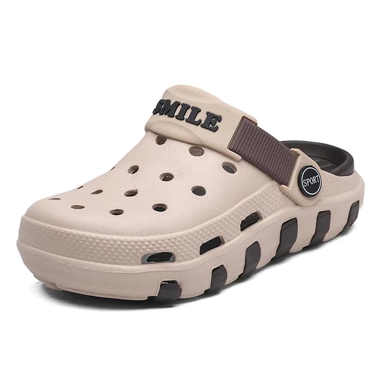 Sandali unisex per bambini con fori, estivi, antiscivolo, da esterno, a punta chiusa, morbidi, da spiaggia, con fondo spesso e morbido
