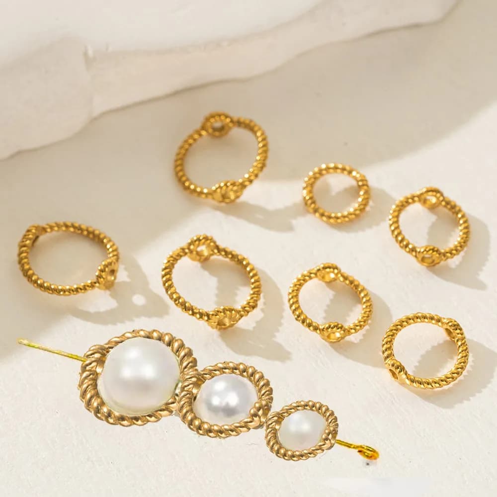 10 pezzi in acciaio inossidabile PVD con cornice circolare, perline distanziatrici, anello connettore rotondo per perline fai da te, orecchini, bracciale, collane, creazione di gioielli