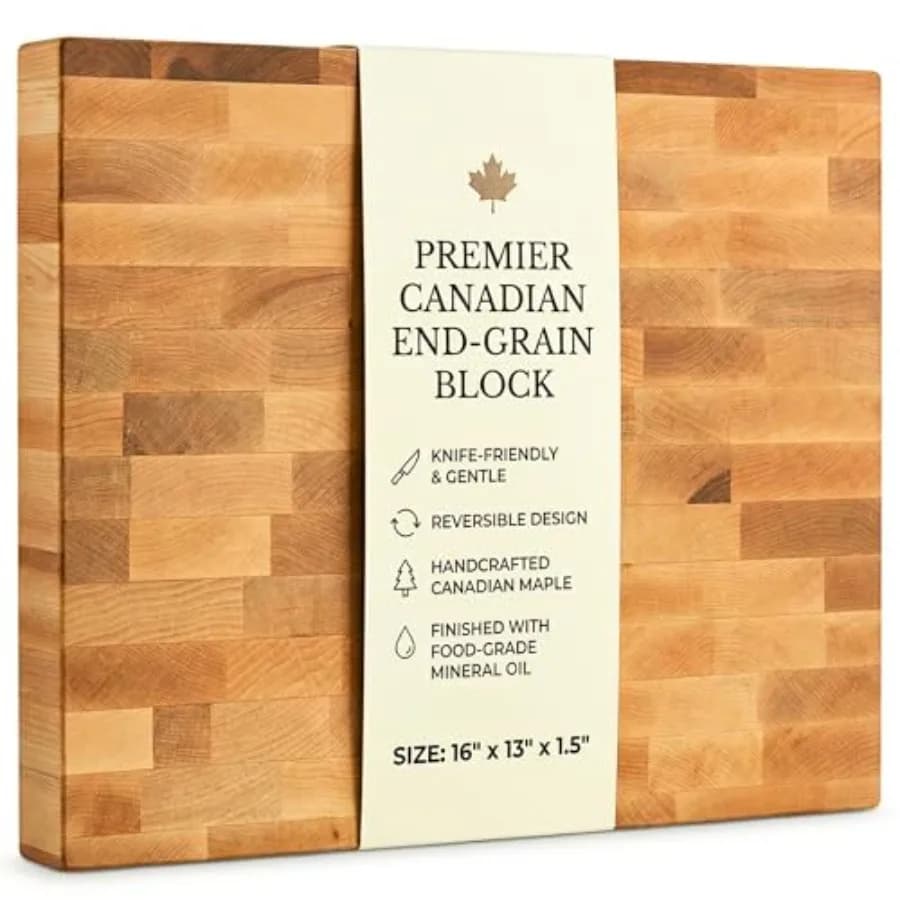 Tagliere in Acero a Grana Finale, Realizzato a Mano in Canada, Spesso, Reversibile, in Legno, per Carne