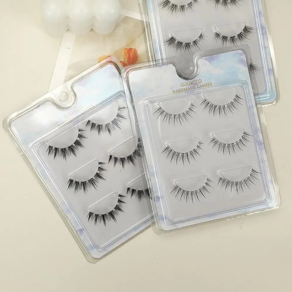 3 pairs of reusable fake eyelashes extension of eyelashes transparent stem eyelashes daily makeup for eyes article natural eyelashes crossed bunch of long eyelashes