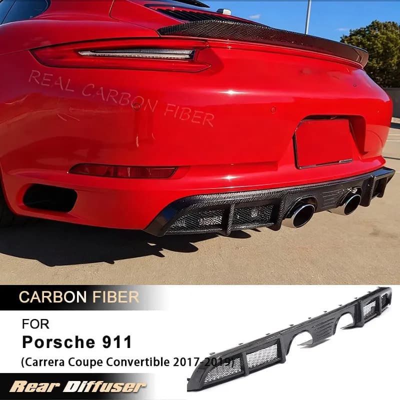 Auto Paraurti Posteriore Diffusore Lip Spoiler per Porsche 911 Carrera Coupe Convertible 2017-2019 Grembiule Posteriore Lip Body Kit In Fibra di Carbonio