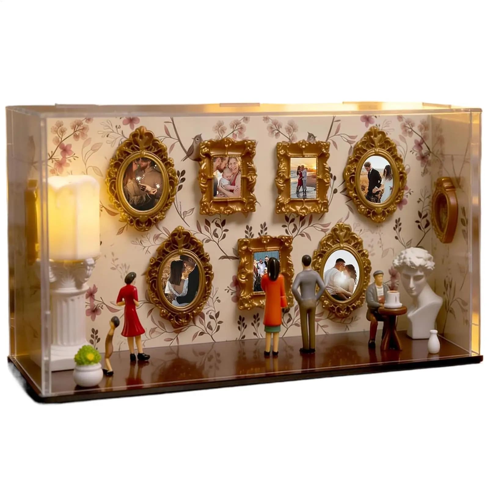 DIY small Museum Creative Display Kit Tiny Picture Case With 5 Figurines DIY Museum Of Us For Memory Home Travel Wall Office