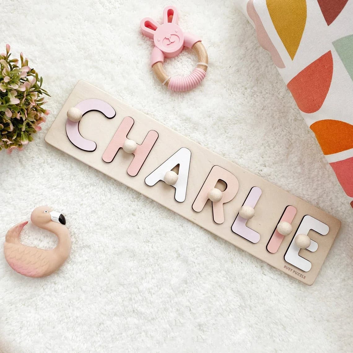 Puzzle con nome personalizzato con picchetti | Nuovi regali di Natale per bambini Giocattoli in legno Baby Shower Giocattoli personalizzati per bambini Primo compleanno 1°