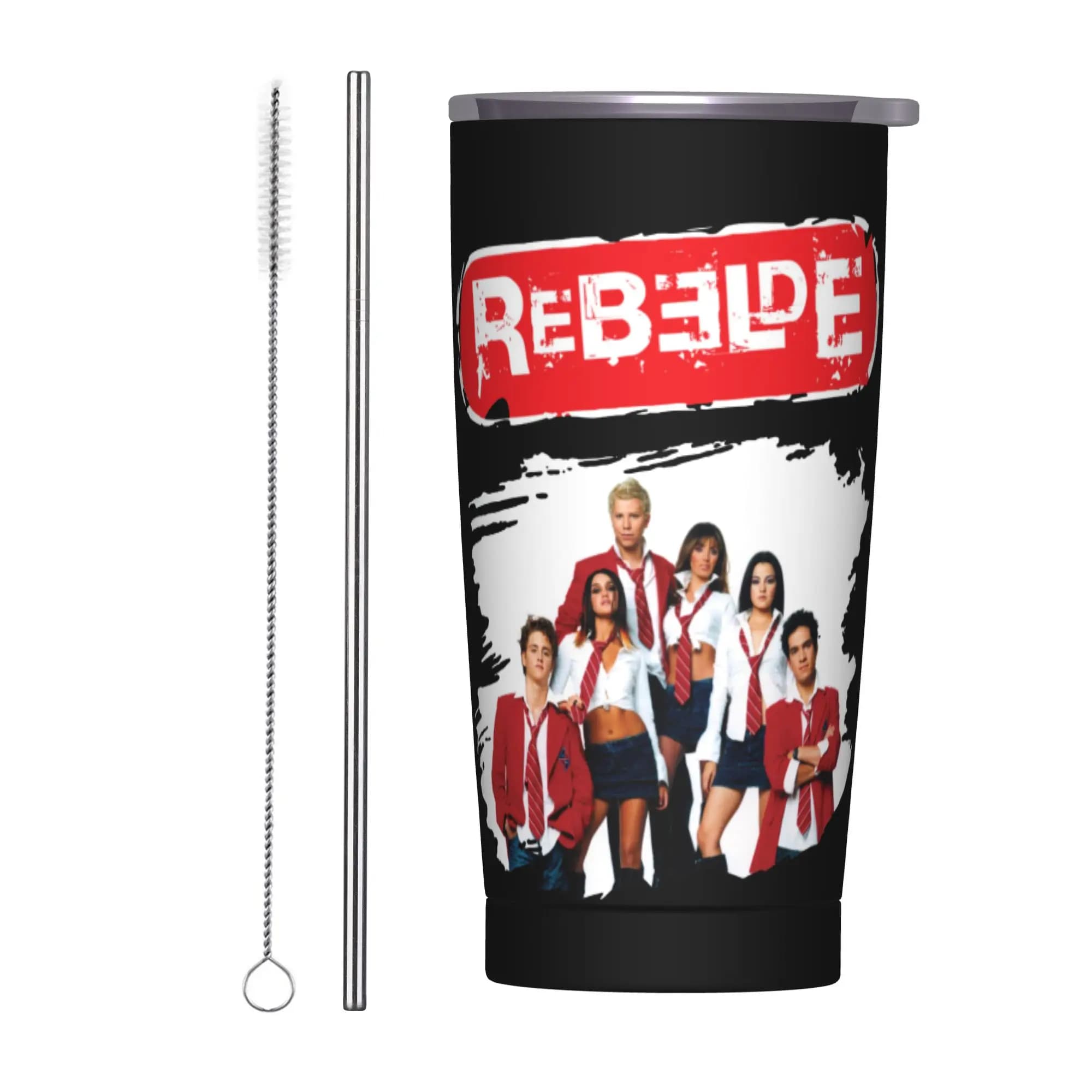 Rebelde Rbd Mexican Tumbler Vacuum Insulated Coffee Cups with Lid Straw Outdoor Mugs Water Bottle, 20oz