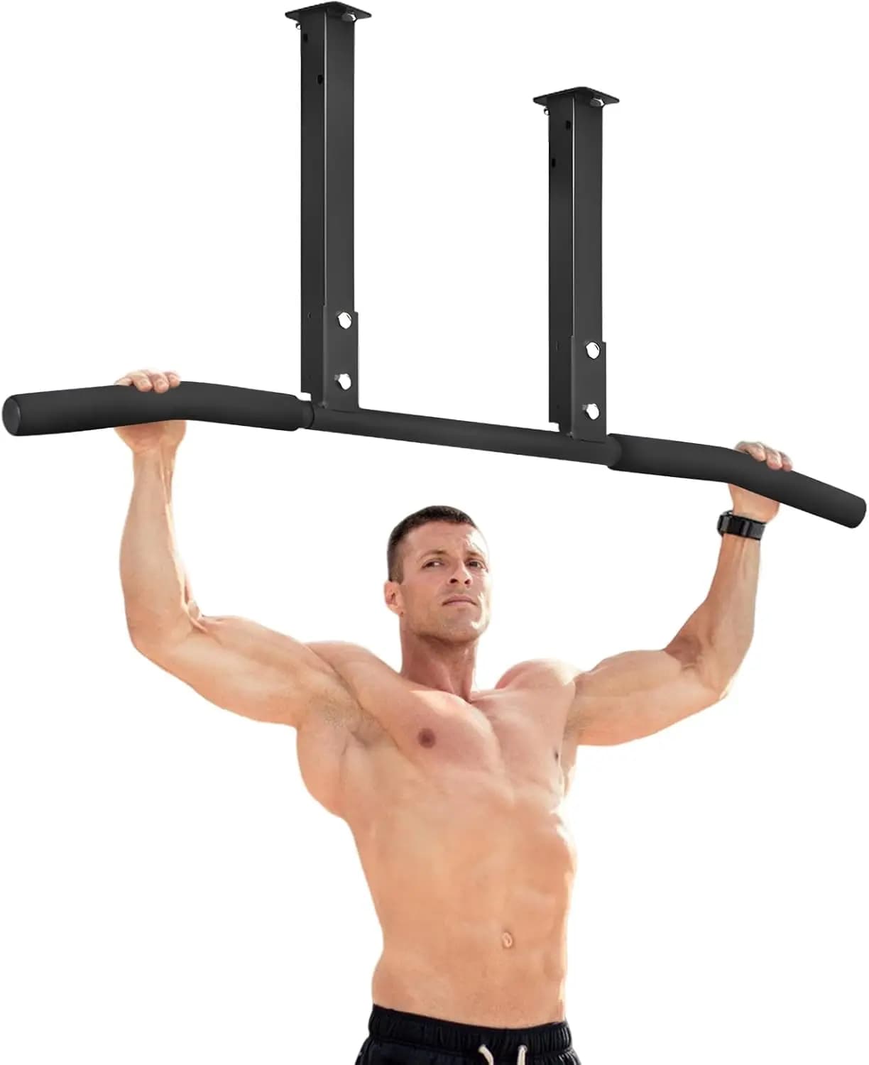 Durable ceiling traction bar with foam handle for home gym and Crossfit workouts, easy installation