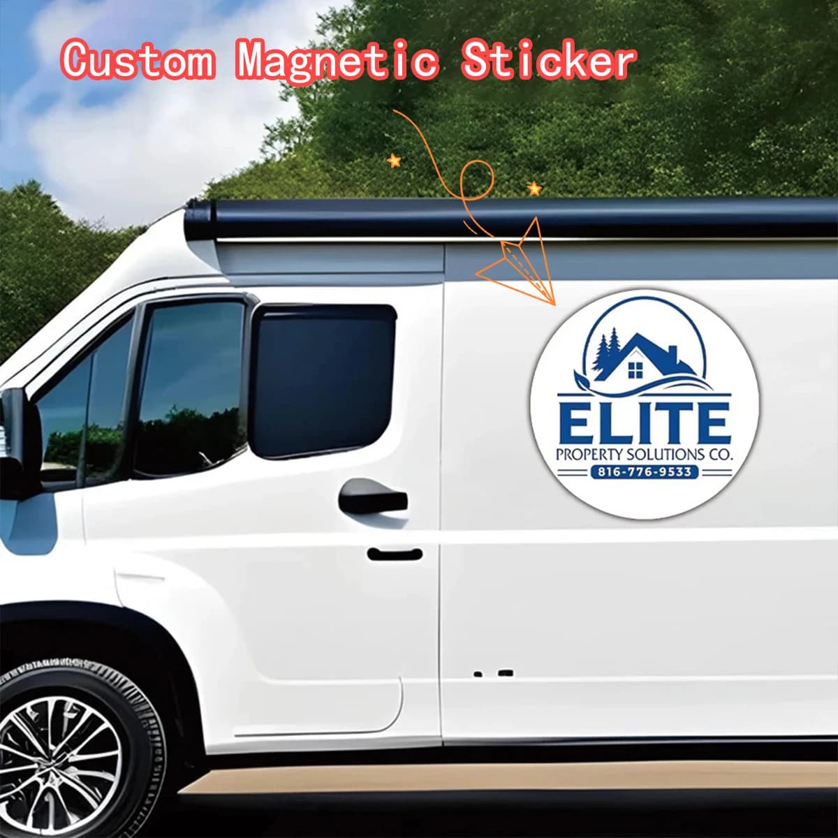 Custom Magnetic Car Sticker Personalized Logo Text Magnet Decal Customized Vehicle Door Sign Business Van Truck Advertising Magn