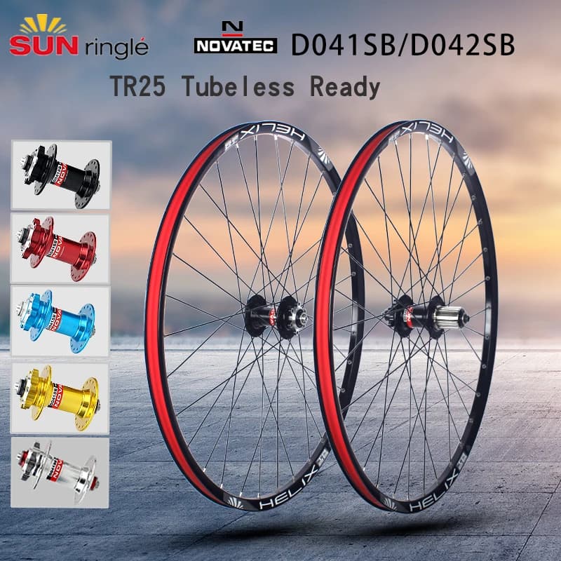 SUNRingle TR25 MTB Set di ruote per bici 26/27.5/29 pollici Novatec D041/D042 7-12S HG/MS/XD Cassetta Tubeless Ready Ruota per bicicletta sottovuoto