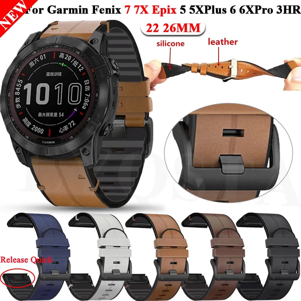 22 26 mmcinturino in pelle di silicone per Garmin Fenix 7 7X 6X 6Pro 5X 5Plus 935 Epix Gen 2 braccialetto Smartwatch cinturino QuickFit