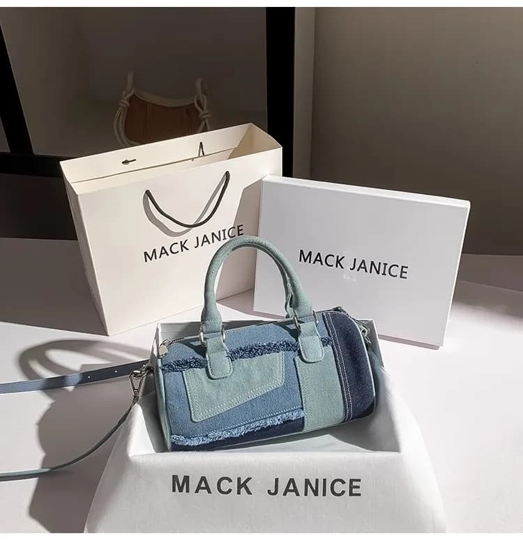 High Quality Fashion Blue Denim Tassel Pillow Bag Women's Handbag Lady Purse Female Shoulder Messenger Bag Casual Bag