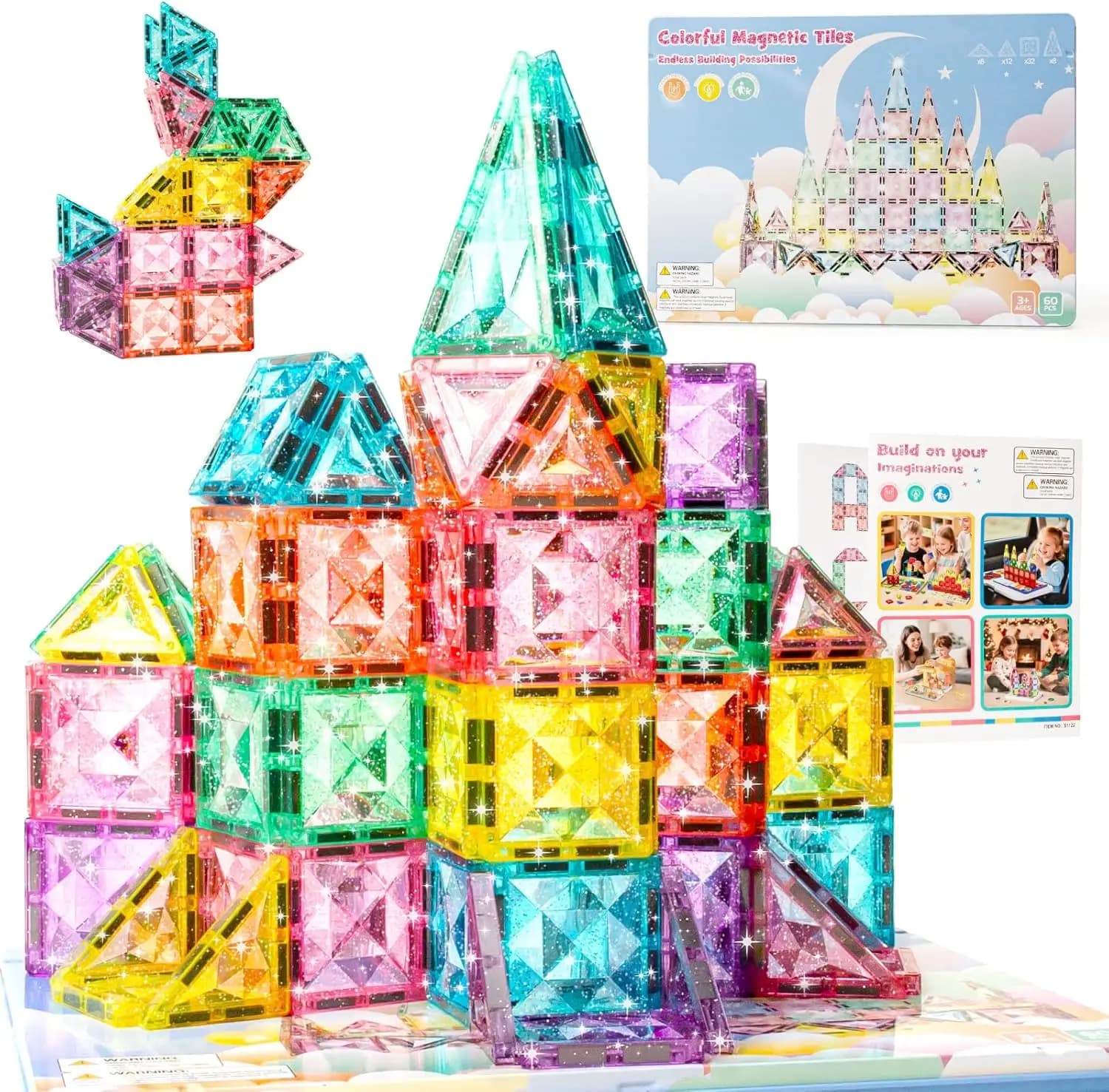 Mattoncini Magnetici STEM, Blocchi da Costruzione Educativi per Bambini dai 2 ai 9 Anni, Giochi Sensoriali Montessori