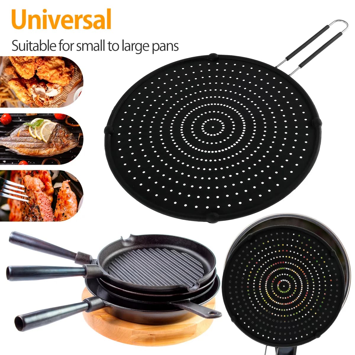 32cm Silicone Splatter Screen Cover Thermal Insulation Splatter Screen Oil Cooking Tool Splash Guard Kitchen Accessories