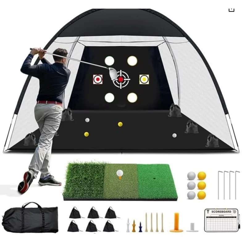 Indoor Outdoor Backyard Golf Practice Set, Includes Hitting Mat & Balls, Training Net for Home Practice