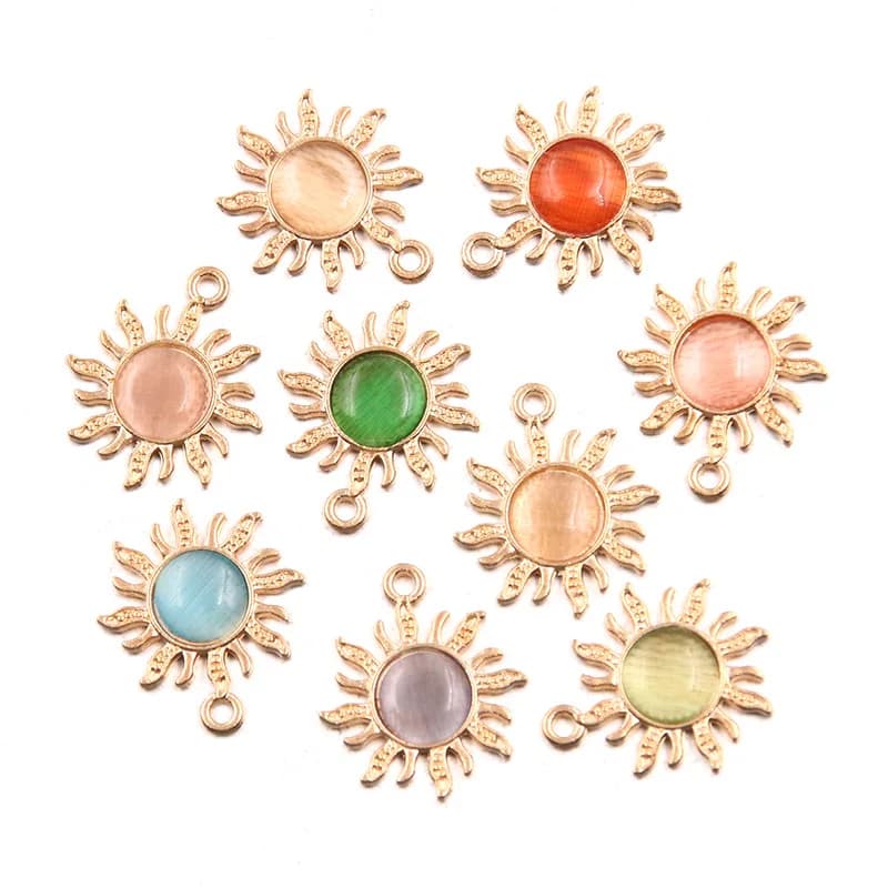 5Pcs Creative Resin Sunflower Inlaid Colorful Patch Pendants For Bracelet Necklace Bag Accessories