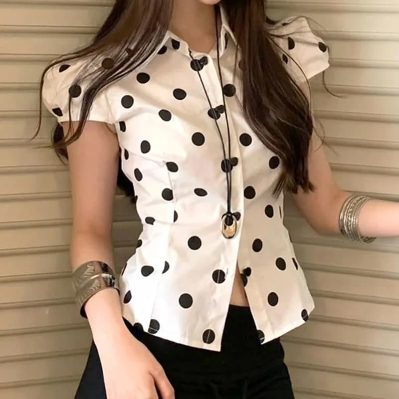 Camicia da donna 2024 Estate Donna Top Donna Camicie bianche nere Camicetta da donna da ufficio OL Abbigliamento Donna Manica corta Abbigliamento da lavoro