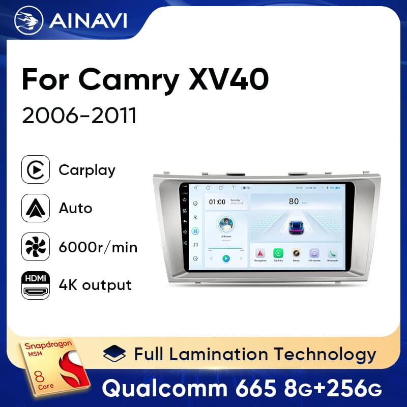 Ainavi Autoradio For Toyota Camry 2006 2007 2010 2011 XV40 Wireless Carplay Android Auto Audio Multimedia Reader for Auto HDMI