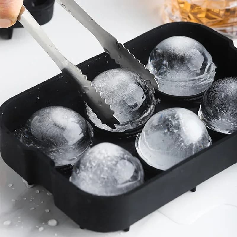 Stampo per Ghiaccio a 6 Scomparti, Riutilizzabile, per Whisky, Cubetti di Ghiaccio Grandi, in Silicone