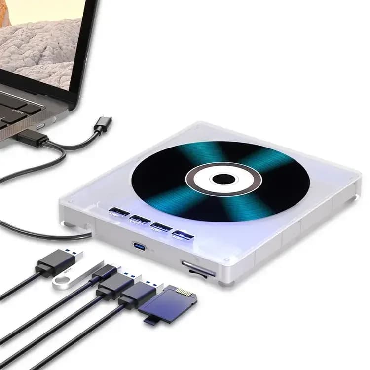 Lettore DVD-RW USB 3.0 Multifunzione 7 in 1 per PC Desktop e Laptop con Lettore di Schede TF SD