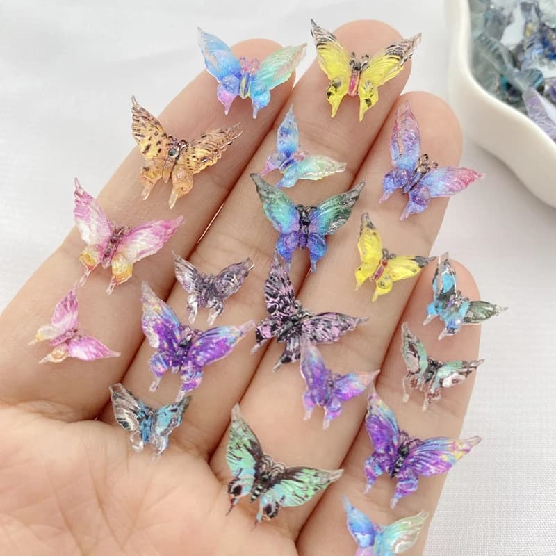 30Pcs New Cute Resin Mini Colorful Butterflies Flatback Free Shipping Ornament Jewelry Making Manicure Hairwear Accessories