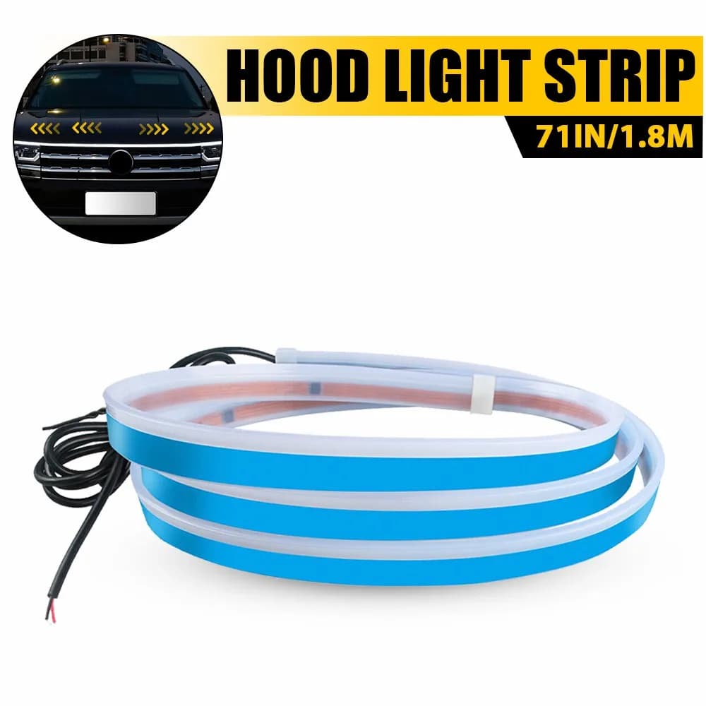1 pz auto dinamica scansione LED cofano luce striscia esterna flessibile luci di marcia diurna 5.9FT 1.8M decorazione universale striscia bianca