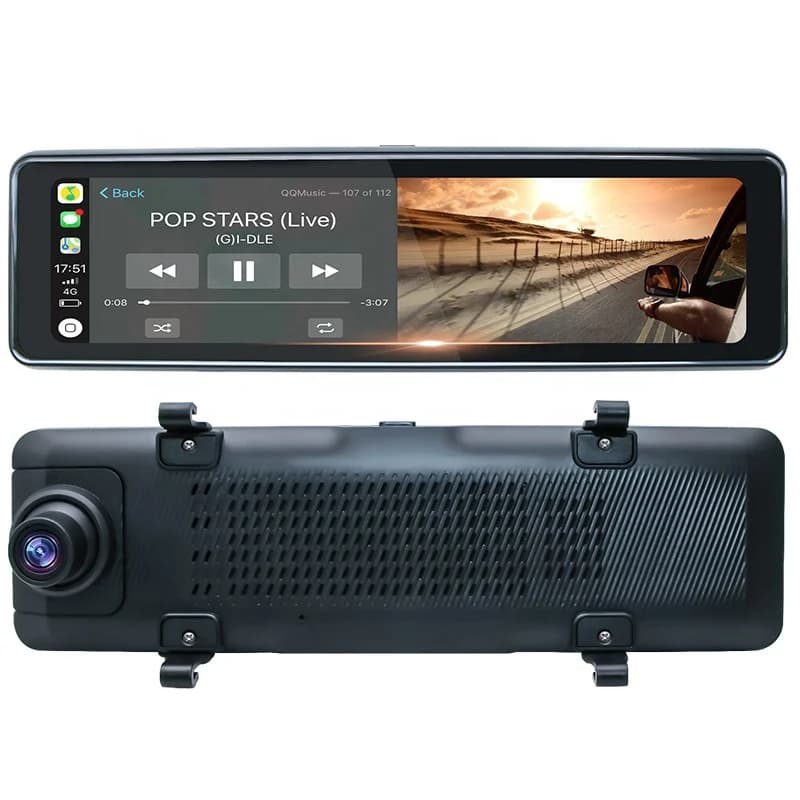 Dashcam Double Lens Wireless Carplay Android Car Wifi 4k 1080p Car Dvr Gps Tracking Car Recorder with 10.99 inch Voice Control