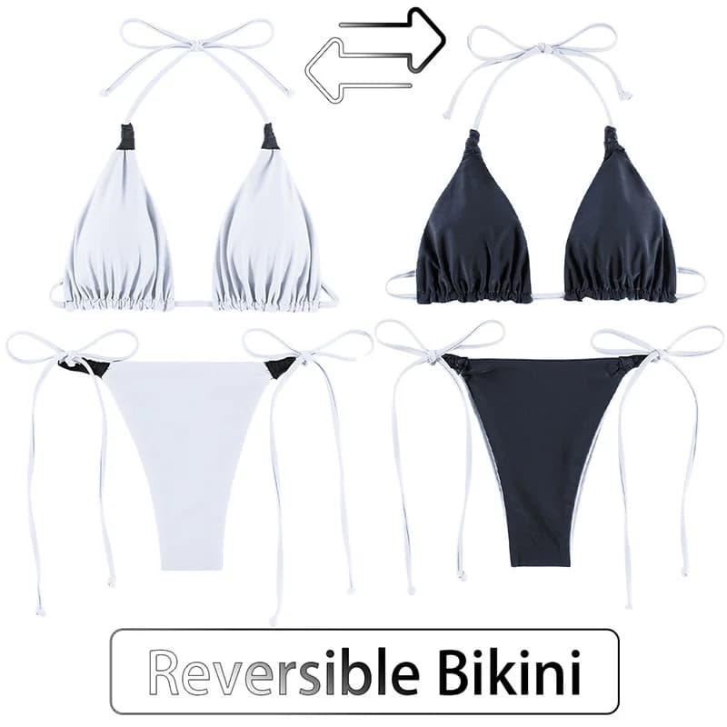 Miyouj Sexy Costume da Bagno Bikini a Fascia Tinta Unita Set 2026 con Taglio Alto e Vita Bassa, Due Pezzi da Donna