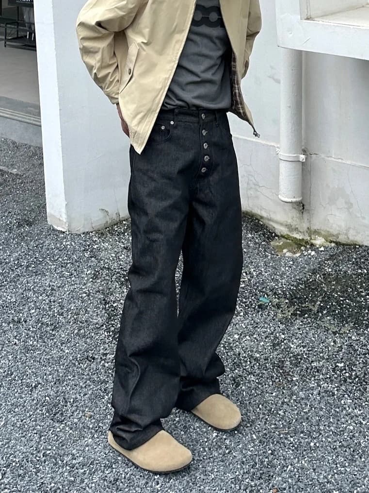 Cleanfit American Style Five Button Loose Straight Leg Original Black Jeans Men's Wide Leg Pants Casual Youth Popular Jeans