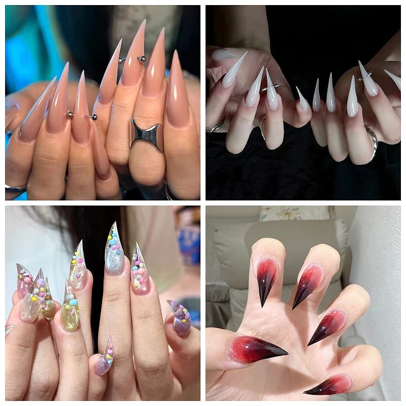 Handmade 10 long dragon-shaped pieces print on nails Y2K short claw fingernails fake thick acrylic finger nail tips with glue nail supplies