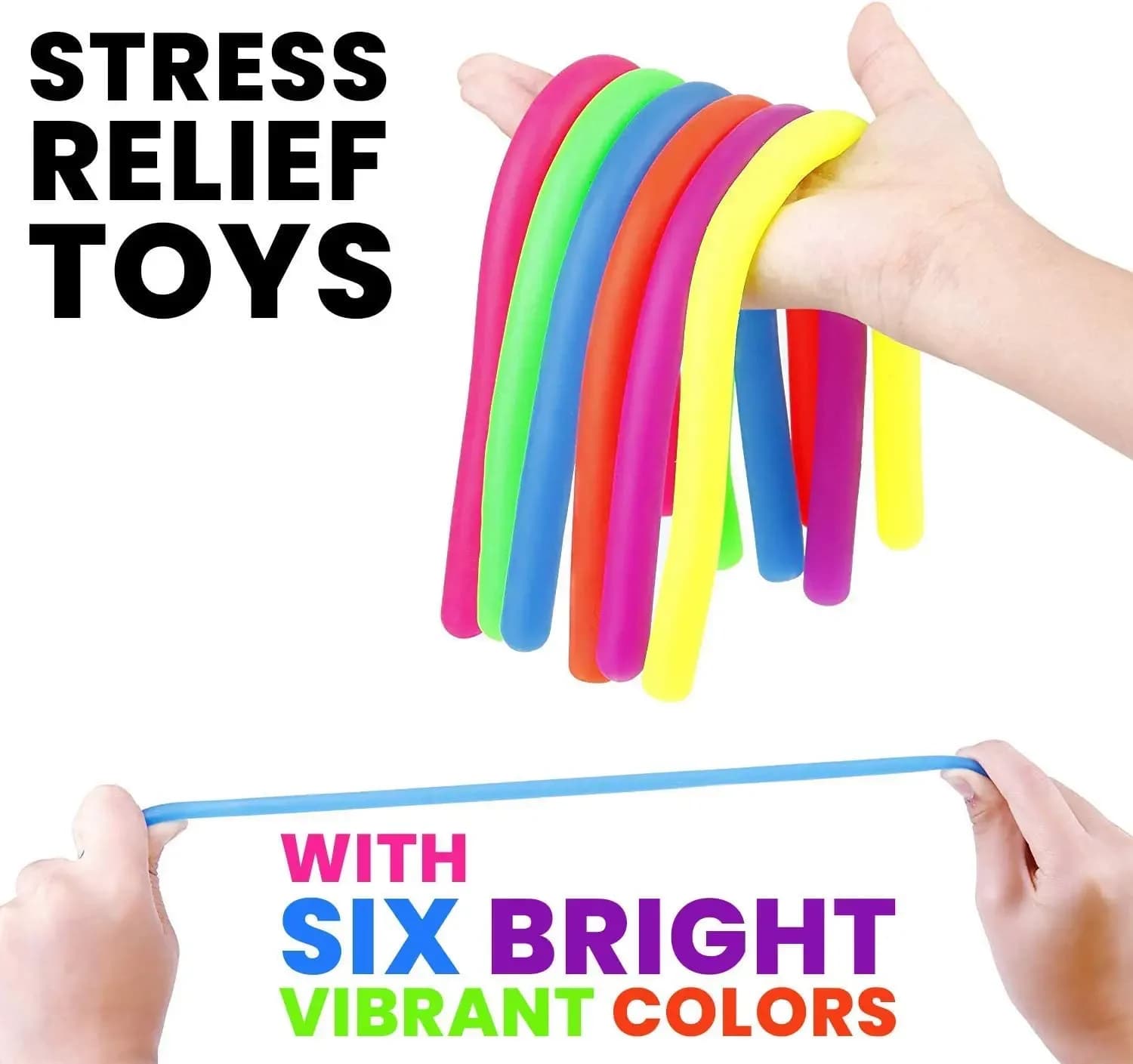 Confezione da 6 corde elastiche agitarsi giocattoli sensoriali resistenza spremere rafforzare le braccia noodle giocattoli antistress per bambini adulti
