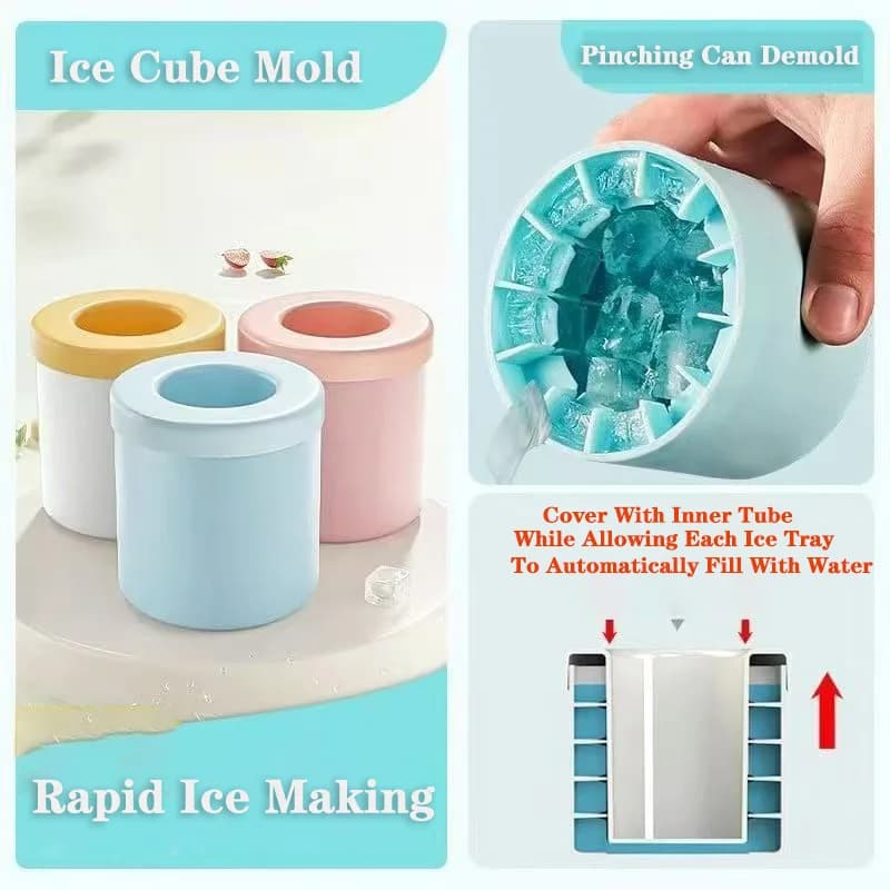 Stampo per cubetti di ghiaccio in silicone Secchiello per ghiaccio rotondo Accessori da cucina Frigorifero estivo fai da te Congelare Stampi per cubetti di ghiaccio creativi Gadget