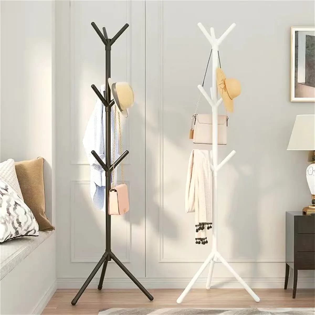 Appendiabiti verticale per vestiti e cappelli per camera da letto: appendiabiti dal pavimento al pavimento, supporto a forma di ramo di un albero per riporre borse e sciarpe