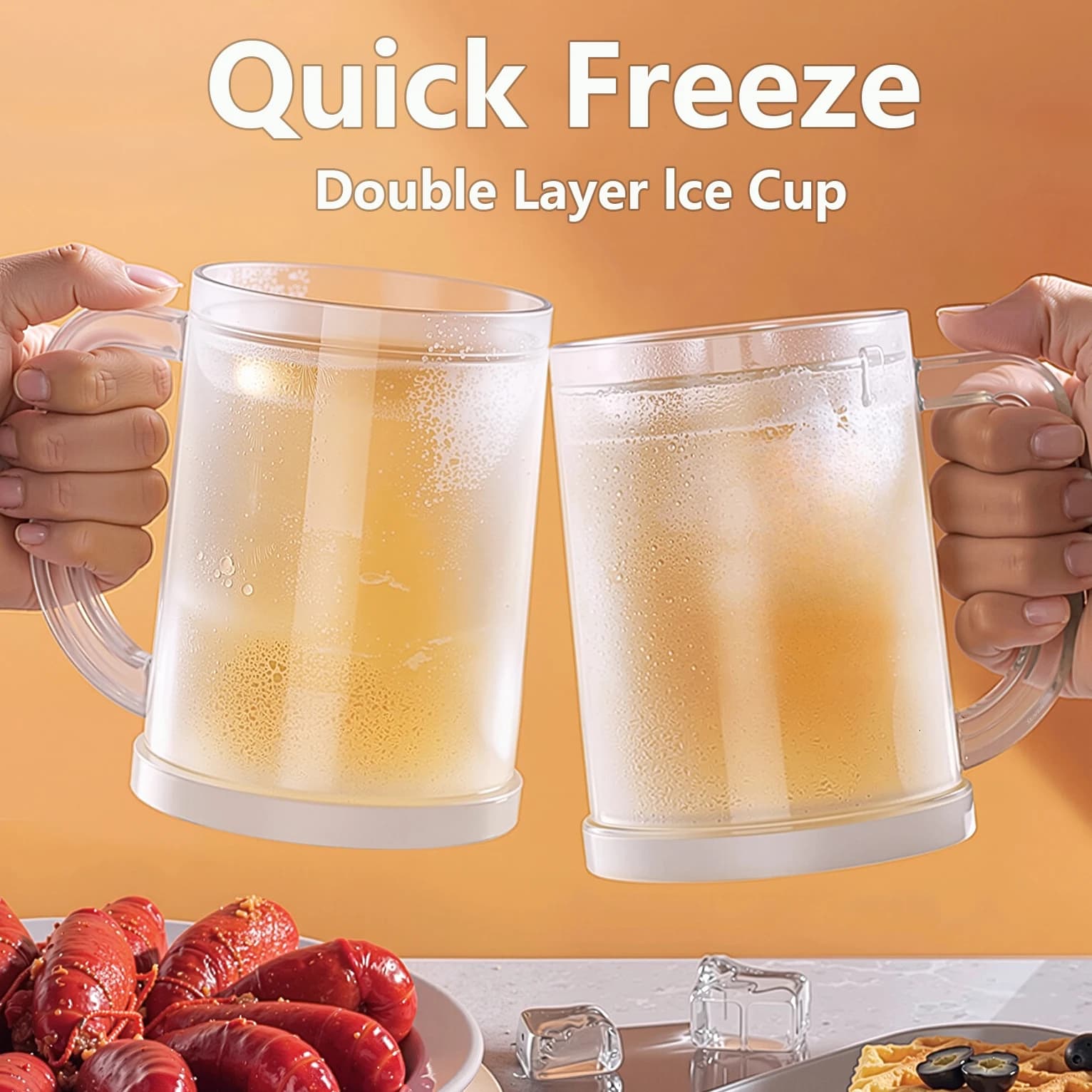 Tazza congelante per refrigeratore istantaneo per succo di frutta e birra – Tazza smerigliata a doppia parete per congelatore e frigorifero | Dispositivo di raffreddamento per bevande riutilizzabile isolato ​