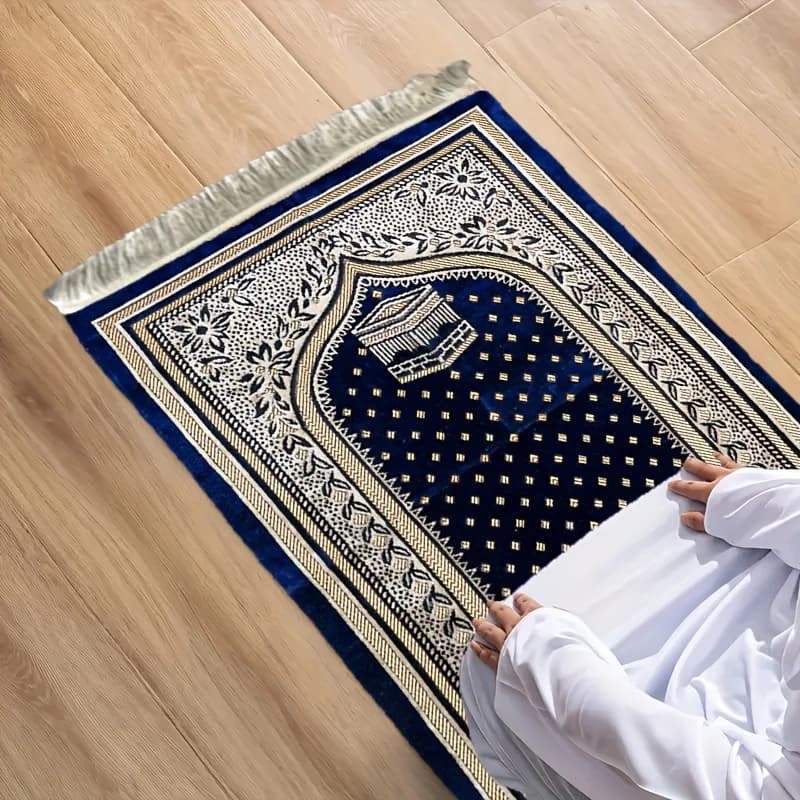 Luxury Muslim Prayer Mat VIKAMA, Foldable, for Family, Portable, for Interior/External, Gift for Ramadan