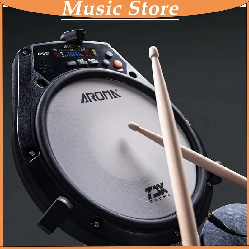 AROMA APD-20 Scheda battente per batteria silenziosa elettronica Pad per batteria elettronica Batteria incorporata Metronomo Allenamento Parti musicali a percussione