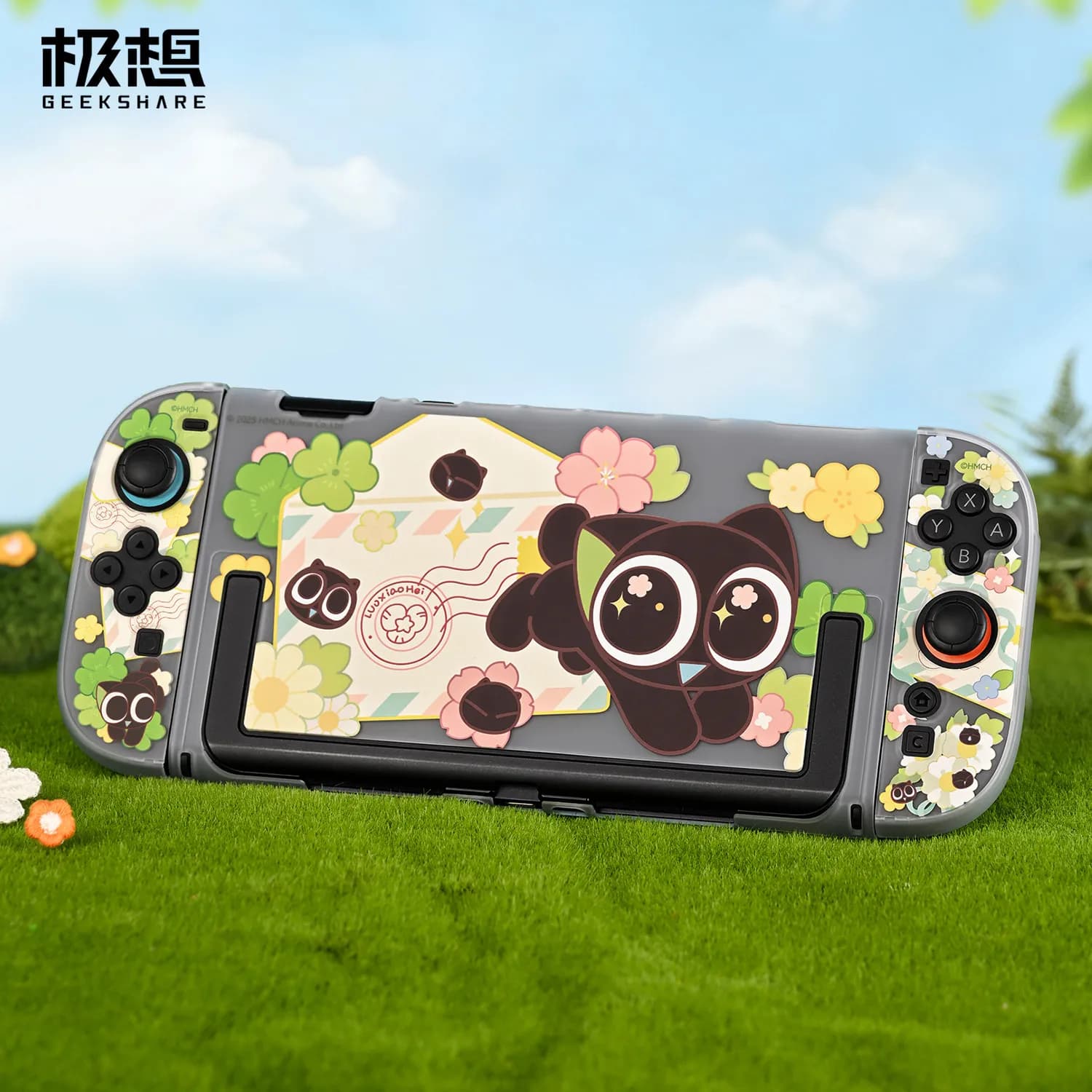 Geekshare Cute Luo Xiaohei Cartoon Custodia protettiva antigraffio divisa trasparente per accessori per console di gioco Nintendo Switch