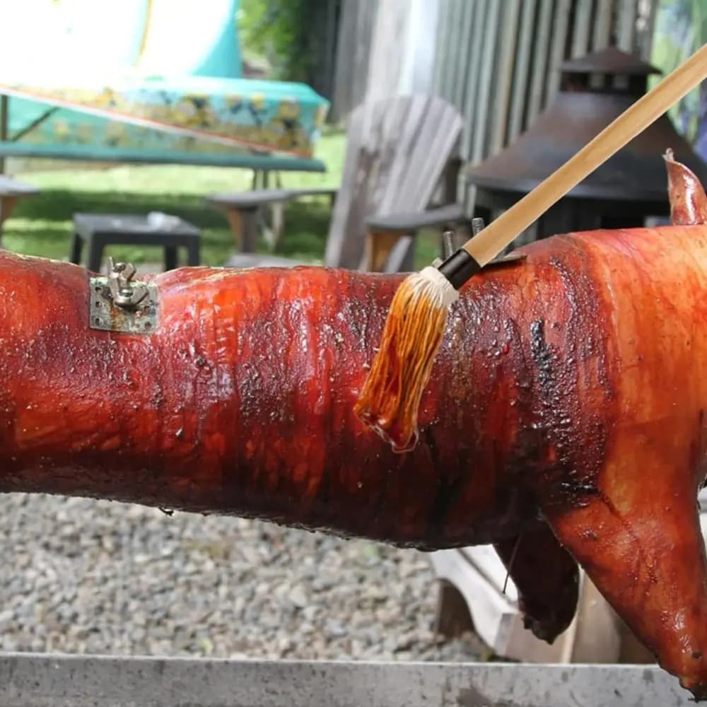 Spazzole per barbecue con manico in legno, setole morbide in cotone, appendibili, con testine di ricambio, per grigliate e cottura