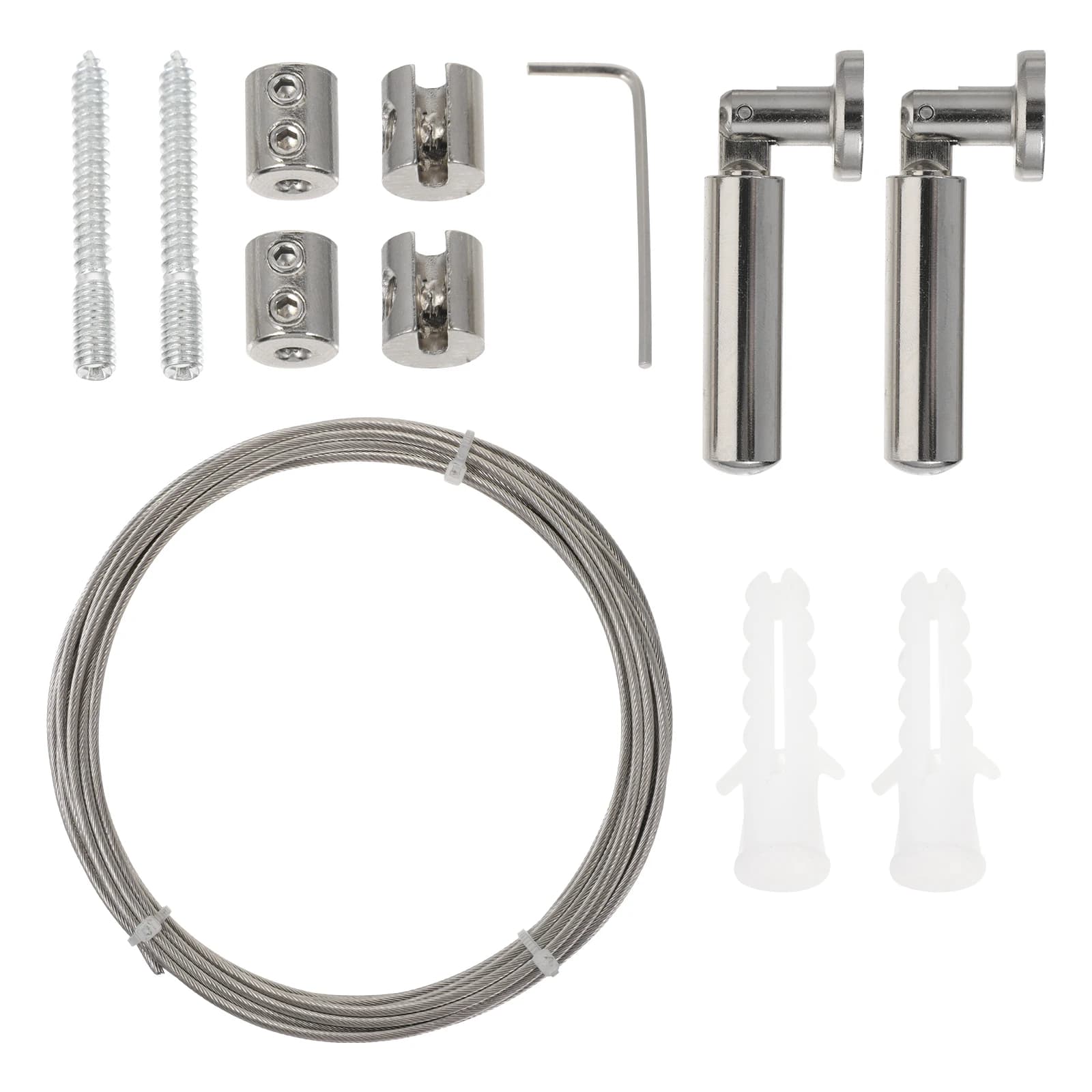 1 Set 5M Stendibiancheria in acciaio inossidabile flessibile argento per tende Set di aste di filo lungo per appendere la finestra di casa