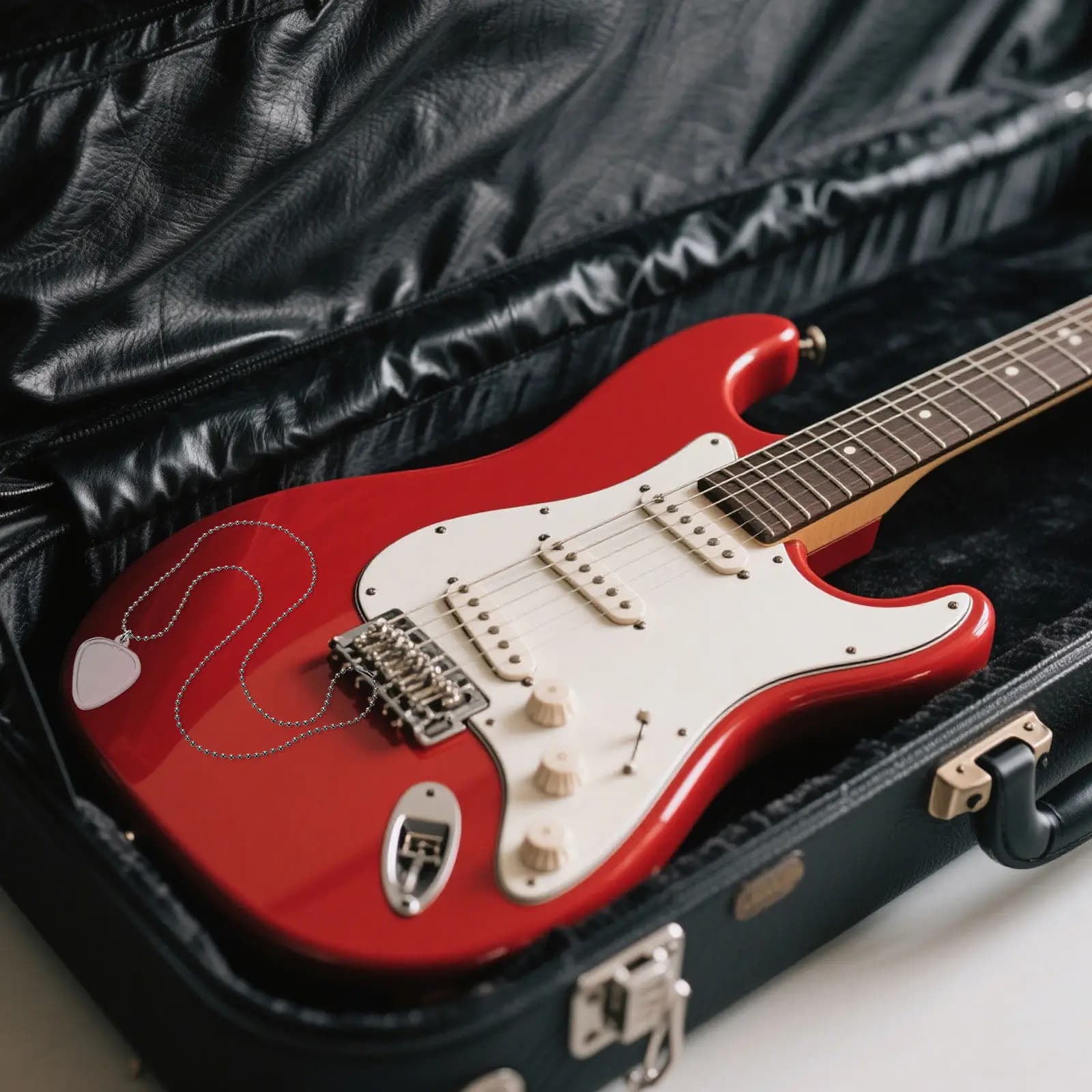 2 Pezzi Portaplettro a Forma di Cuore per Chitarra, Custodia Trasparente per Plettri di Chitarra Acustica ed Elettrica, Ciondolo Porta Plettri Musicale