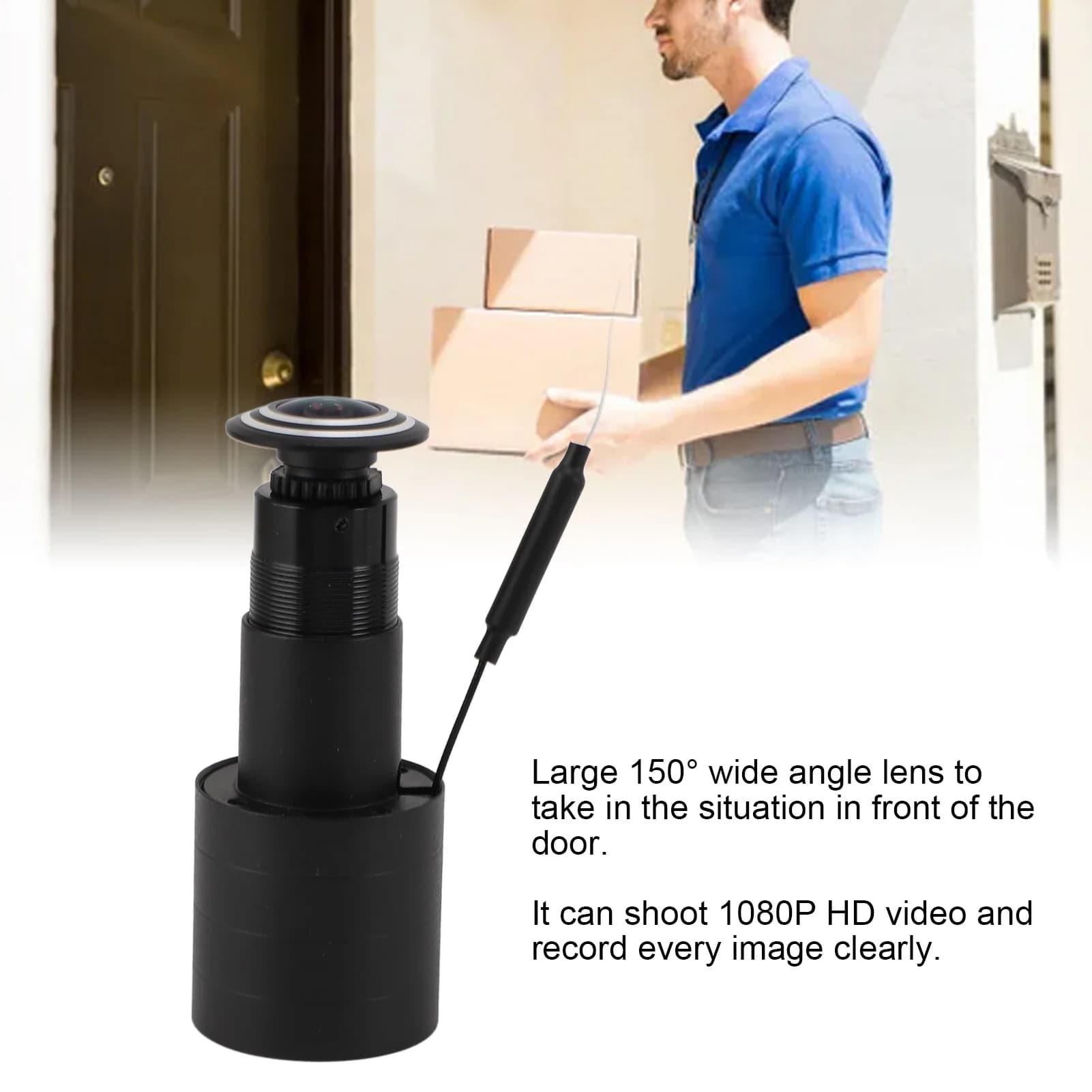 Telecamera per visore porta 150 gradi grandangolare 1080P HD obiettivo robusto WiFi interconnessione intelligente telecamera per porta con foro per occhi per la casa
