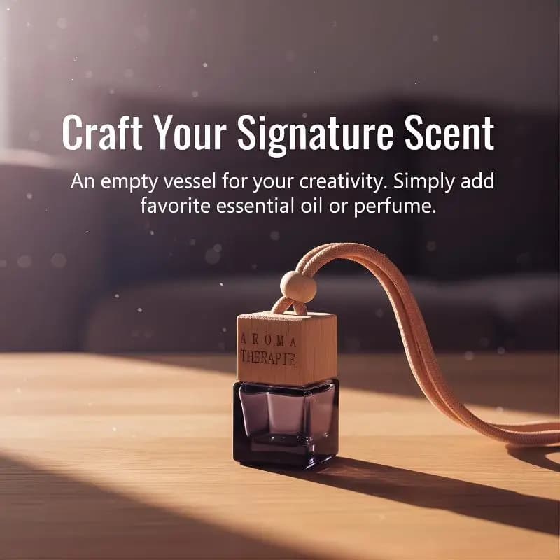 ❤️ Empty Car Air Freshener Pendant Perfume Glass Bottle With Wooden Caps Refillable Car Essential Oil Diffuser Bottle Car Decor