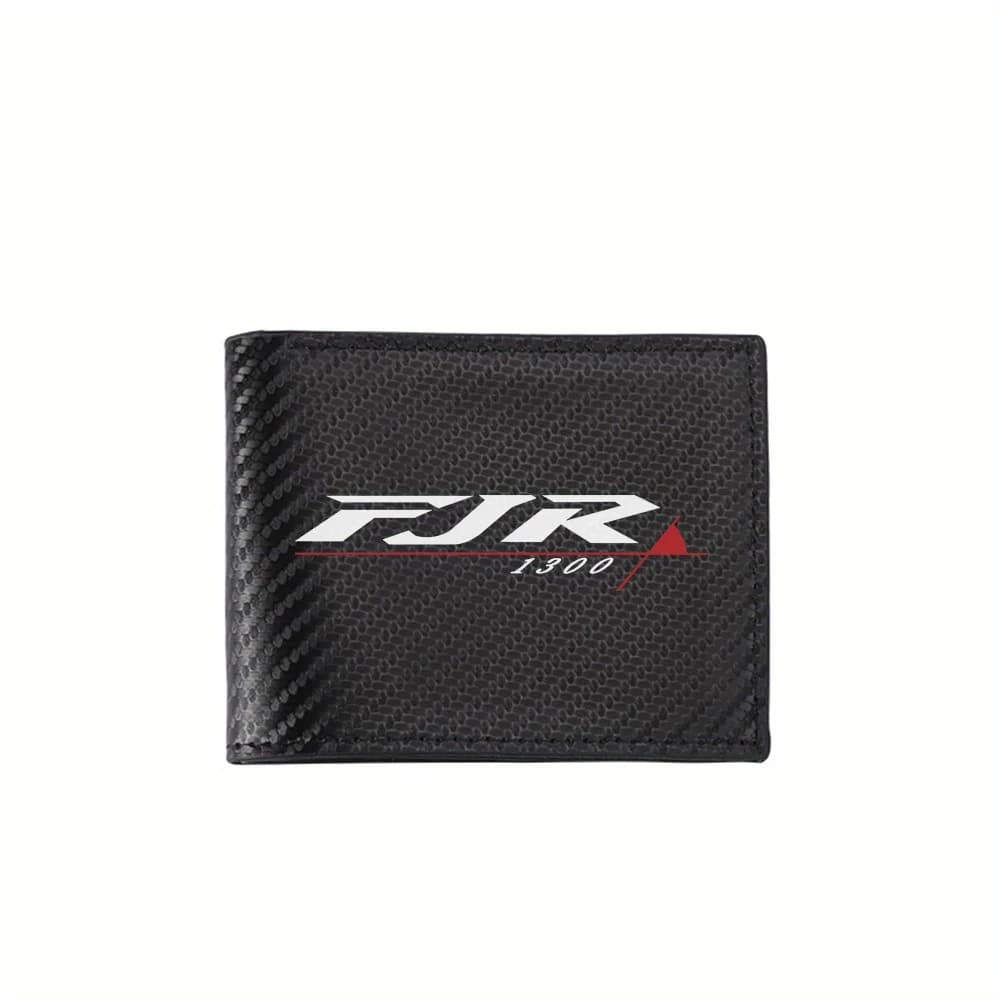 Logo bianco FJR 1300 design barra rossa sfondo nero Portafogli da uomo Business semplice Design moderno ed elegante con stampa Regali per Fathe